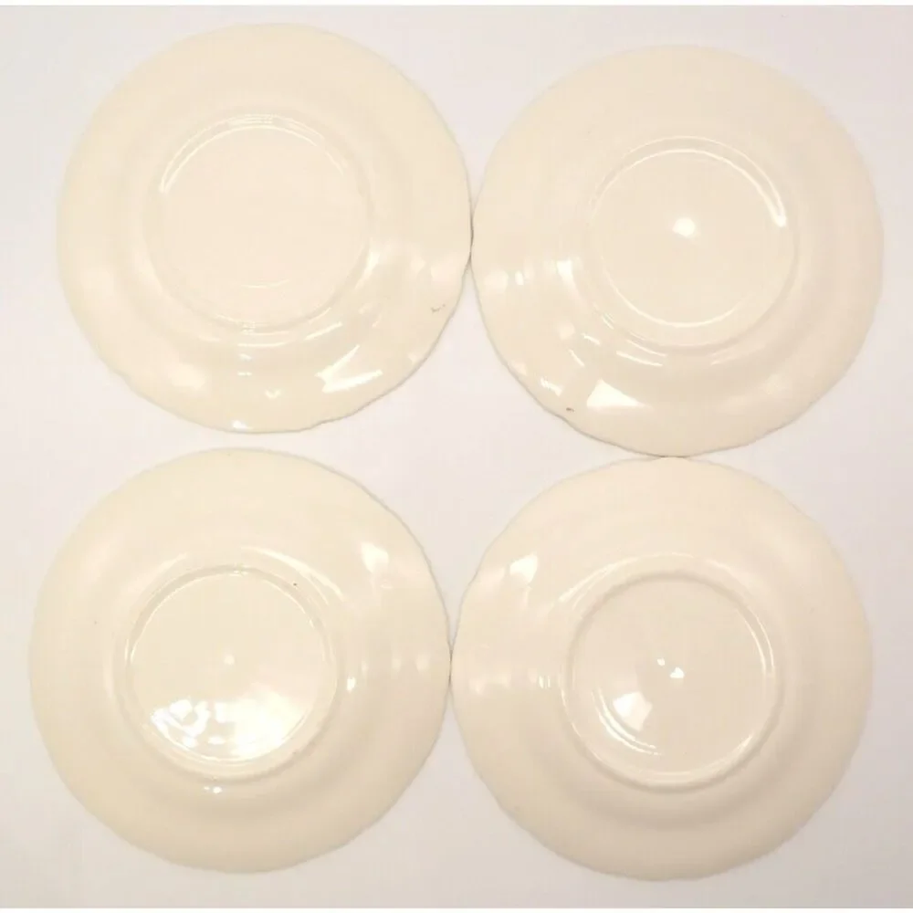 Edwin M Knowles Bread Plate Set/4 Pink Roses Semi Vitreous 45-3 USA Vintage